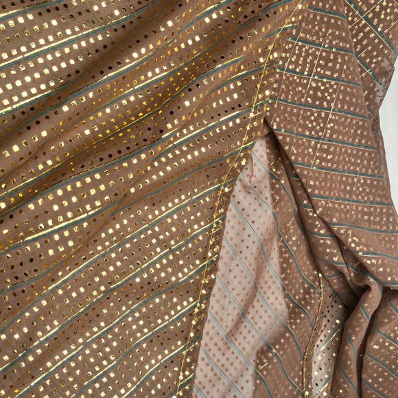 NWT Handmade Brown & Gold Scarf by Sana – Geometric Glow Design - Picture 3 of 12